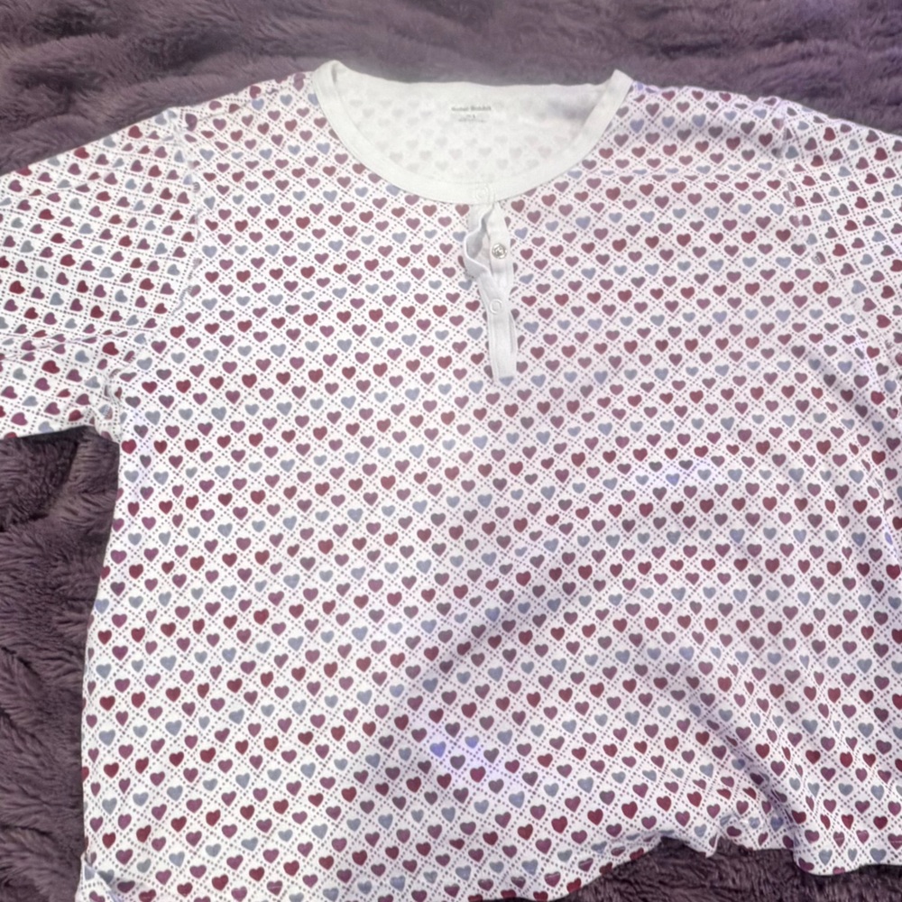 roller rabbit quilted hearts pj top